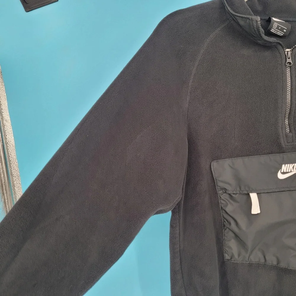 Nike Sportswear Half Zip Fleece Pullover Jacket Anorak Pouch Black CJ4545-010